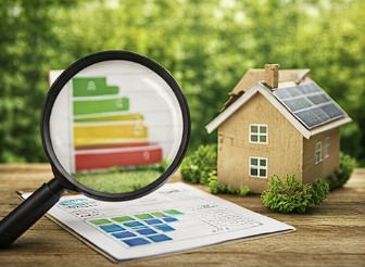 Energieberatung mit Effizienzklassen und Hausmodell